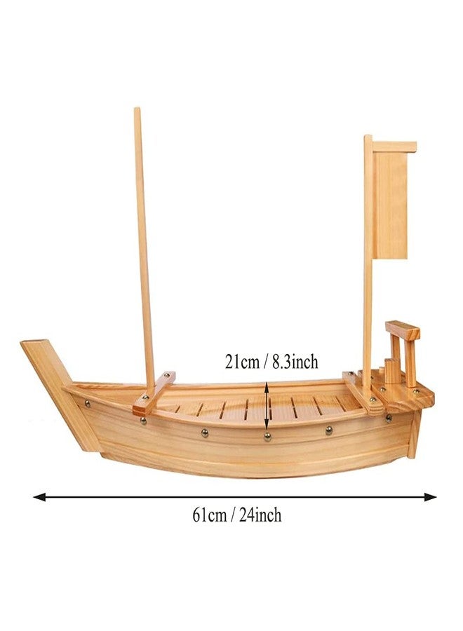 BIPEGE Wooden Sushi Boat Serving Tray, 24 Inch Sushi Plate for Restaurant or Home, Large Size Sushi Tray Serving Boat Plate for Restaurantware (61cm/24inch) - Image 4