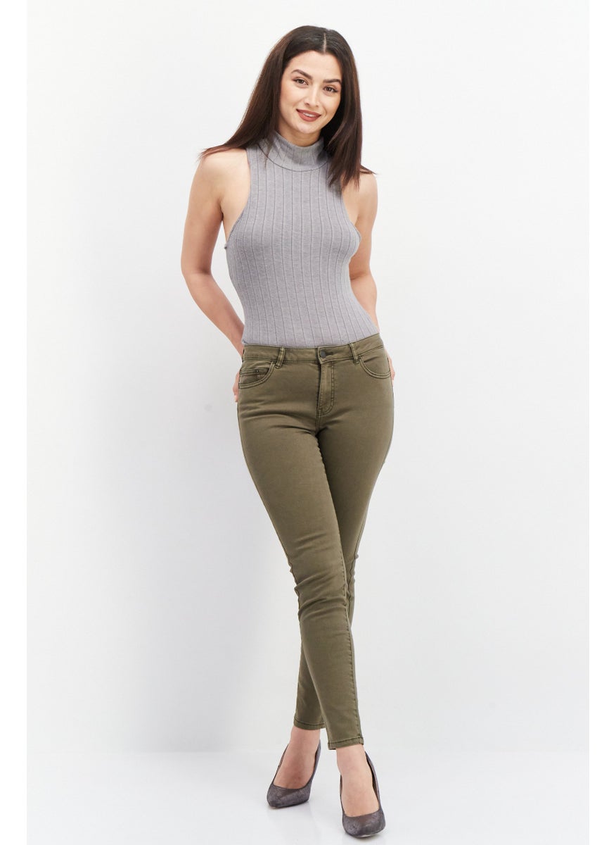 EDC Women Skinny Fit Solid Chino Pant, Khaki  - Image 4