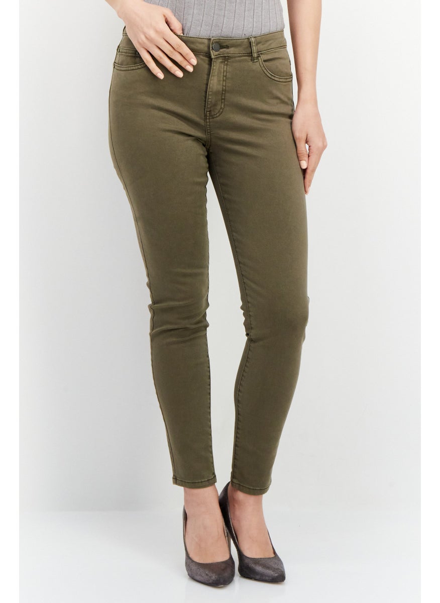 EDC Women Skinny Fit Solid Chino Pant, Khaki  - Image 1