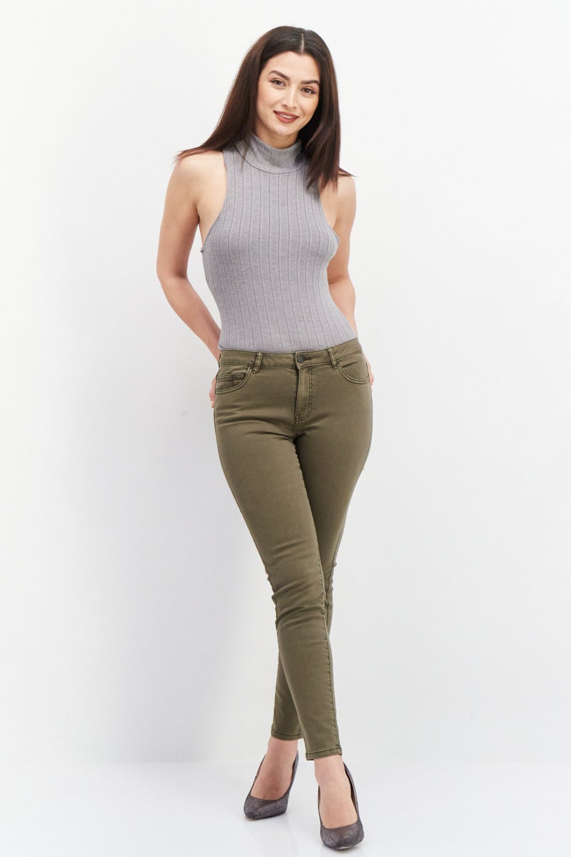 EDC Women Skinny Fit Solid Chino Pant, Khaki - Image 4