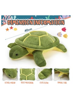 MAGIC VAULT Sea Turtle Stuffed Animal - 40cm Green Soft Plush Turtle Pillow, Large Plush Sea Turtle Toy for Kids, Girls, Boys - Cute Turtle Gifts for Mother's Day, Valentine, Birthday, Nursery, or Home Dec  - Image 2