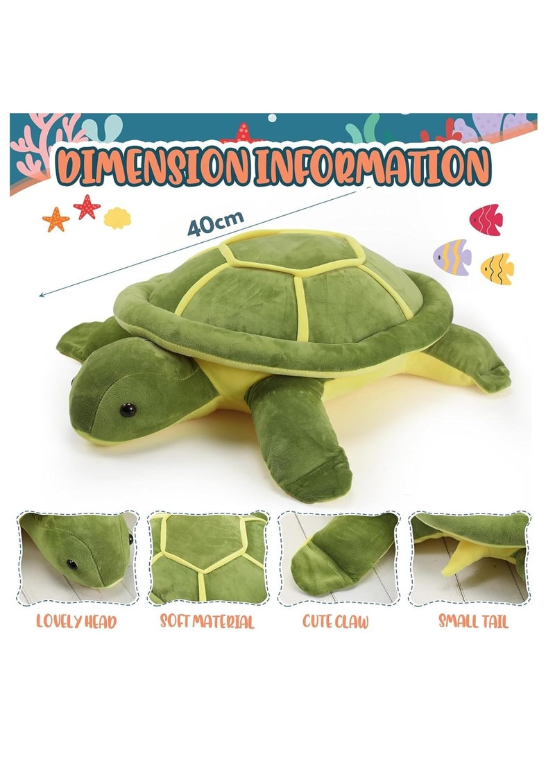 Sea Turtle Stuffed Animal - 40cm Green Soft Plush Turtle Pillow, Large Plush Sea Turtle Toy for Kids, Girls, Boys - Cute Turtle Gifts for Mother's Day, Valentine, Birthday, Nursery, or Home Dec
