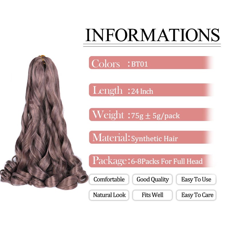 Luoyudu French Curl Braiding Hair Spanish Curly Braiding Hair for Box Braids 8 Packs Bouncy Curly Crochet Hair 24 inch Pre Stretched Synthetic Hair Extensions(Pack of 8,#BT01) - Image 2
