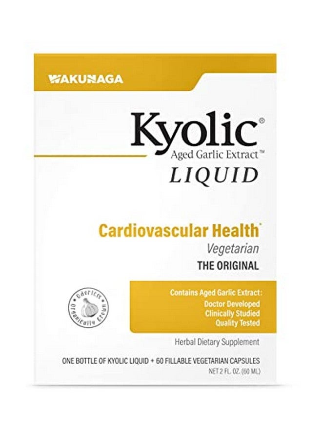 kyolic Aged Garlic Extract Liquid Vegetarian Cardiovascular 2 Ounce Bottle Plus 60 Refillable Capsules (Packaging May Vary) - Image 1