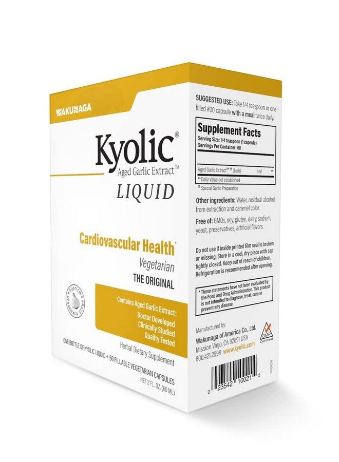 kyolic Aged Garlic Extract Liquid Vegetarian Cardiovascular 2 Ounce Bottle Plus 60 Refillable Capsules (Packaging May Vary) - Image 5