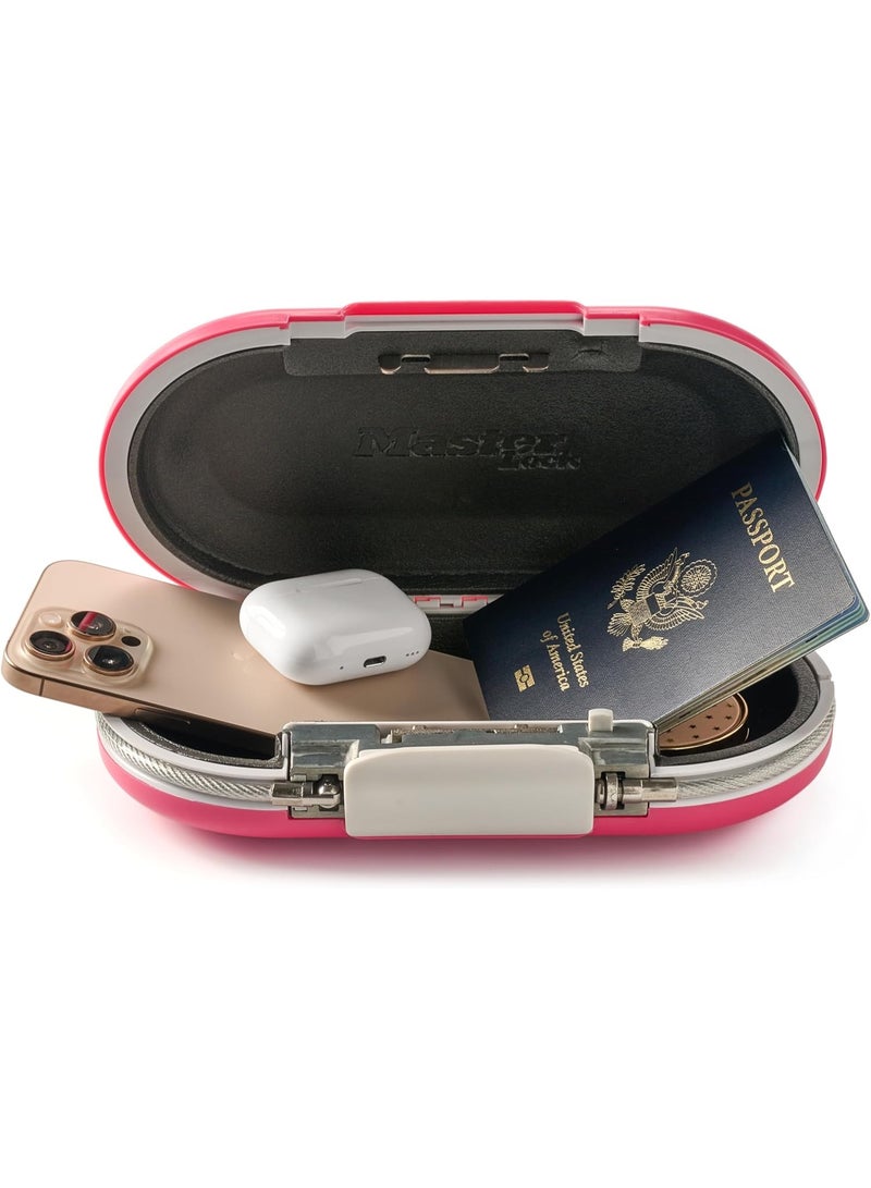 Master Lock Pink Portable Small Lock Box, Set Your Own Lock Combination Portable Safe, Personal Travel Safe for Phone, Passport, Money, ‎5900DPNK - Image 1