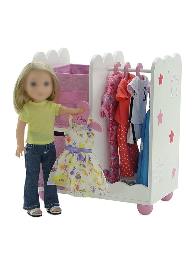 Emily Rose Emily Rose 14 Inch Doll Pink 14" Doll Clothes Storage Armoire Closet - Star, Includes 5 Doll Clothing Hangers | Wardrobe Fits 14"-15" Doll Clothes  - Image 4