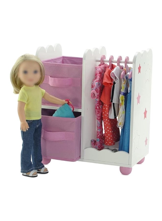 Emily Rose Emily Rose 14 Inch Doll Pink 14" Doll Clothes Storage Armoire Closet - Star, Includes 5 Doll Clothing Hangers | Wardrobe Fits 14"-15" Doll Clothes  - Image 1