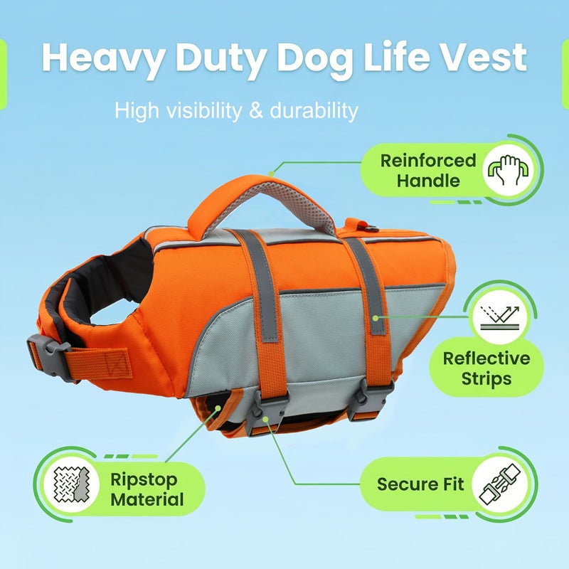 Red Dog Life Jacket High Buoyancy Thick Rescue Handle Adjustable Reflective Pet Swimming Suit Vest For Small Medium Large Dogs Row Surfing Swim - Image 2