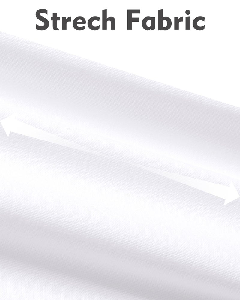 Lusead White Short Sleeve Dress Shirt Men Stretch Stain Shield Button Down Shirts Solid Wrinkle Free Formal Tops Office L - Image 5