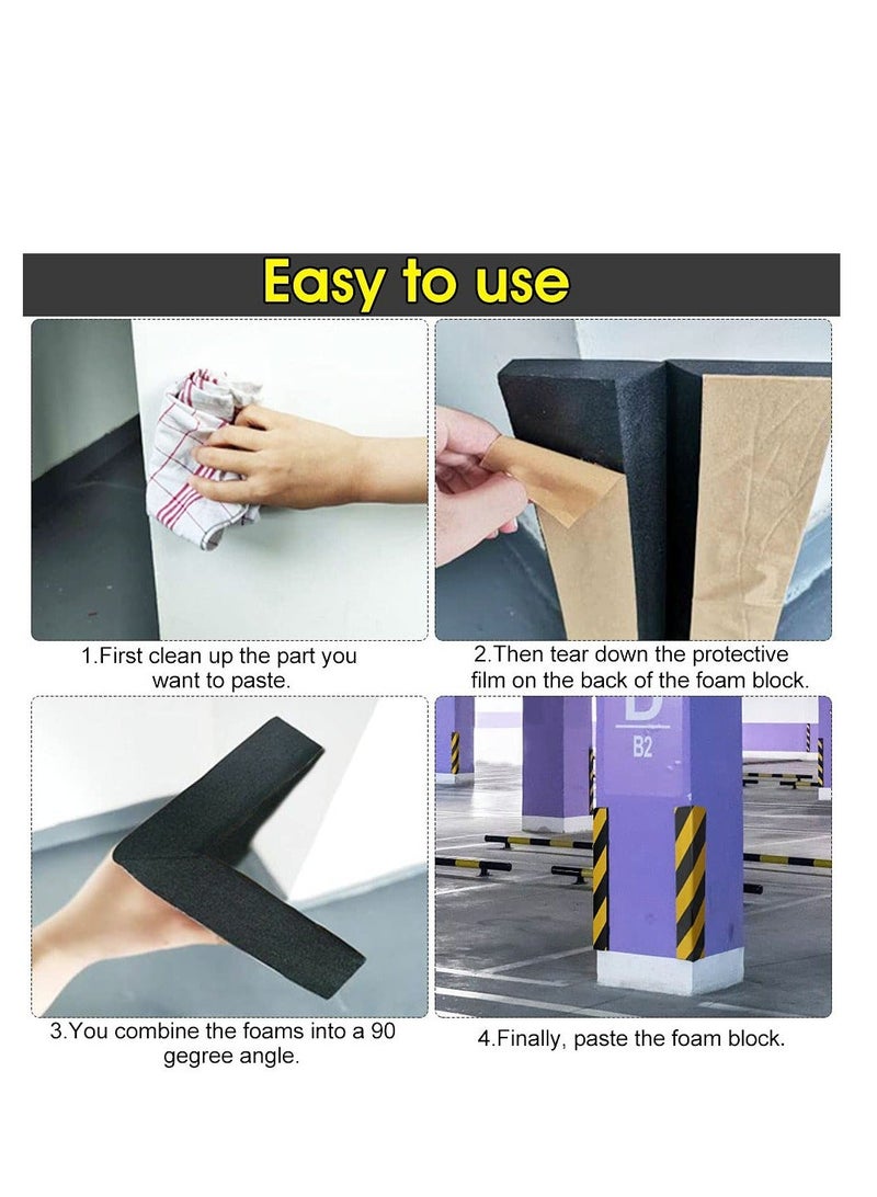 Bumpers Protectors for Garage, Safety Warning Foam Bumper Pad, 4 Pcs Wall Guard Bumper Protector Self-Adhesive Corner Guards with Yellow and Black Color, Protect Your Car in Garage - Image 5