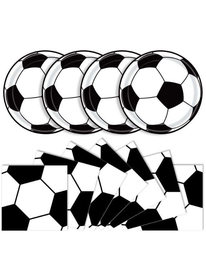 40 Pcs Soccer Plates and Napkins Party Supplies, Soccer Birthday Party Decorations Disposable Paper Plates and Napkins Tableware Set for Sports Theme Birthday Party Baby Shower Serves 20 - Image 1