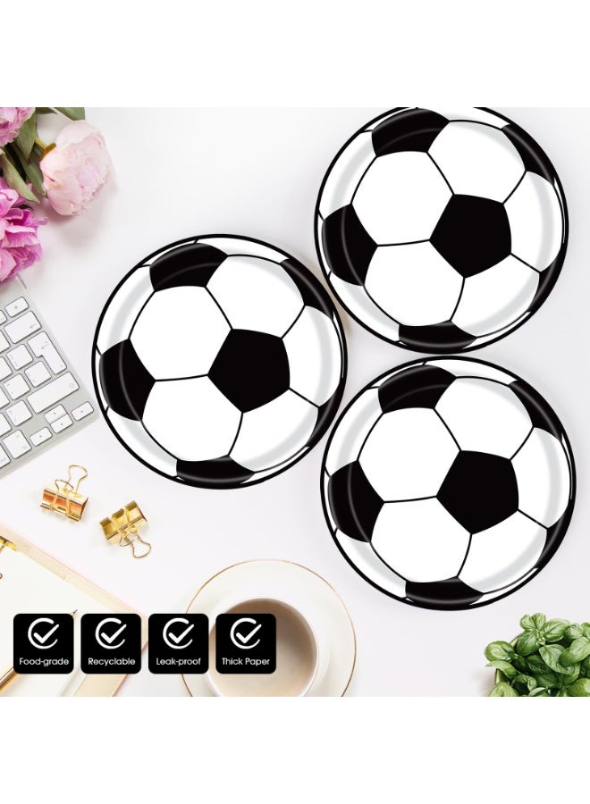 40 Pcs Soccer Plates and Napkins Party Supplies, Soccer Birthday Party Decorations Disposable Paper Plates and Napkins Tableware Set for Sports Theme Birthday Party Baby Shower Serves 20 - Image 3