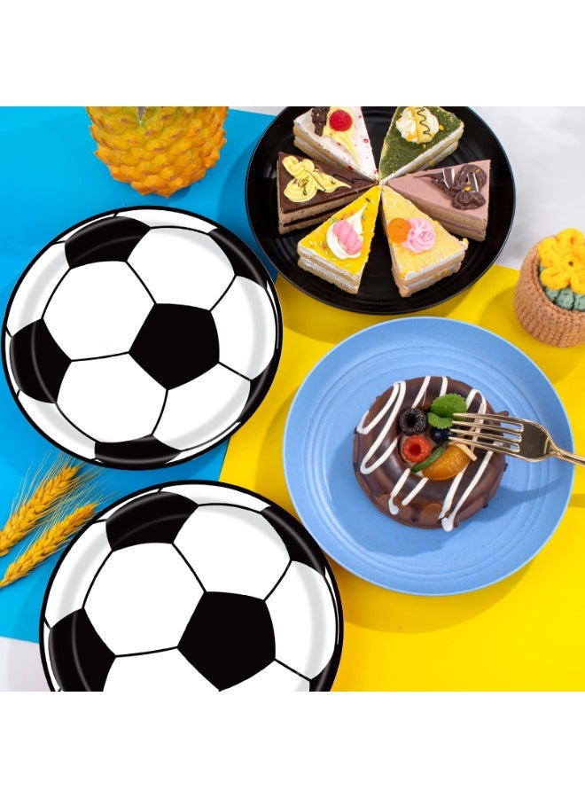 40 Pcs Soccer Plates and Napkins Party Supplies, Soccer Birthday Party Decorations Disposable Paper Plates and Napkins Tableware Set for Sports Theme Birthday Party Baby Shower Serves 20 - Image 5