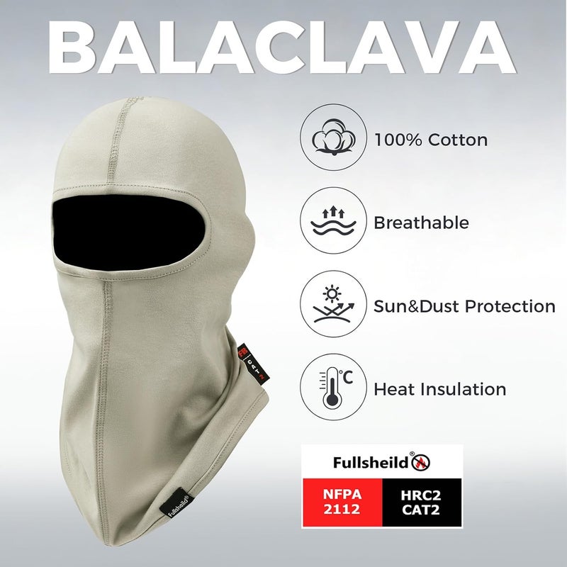Fullsheild فولشيلد FR قناع بالاكلافا مقاوم للهب للوجه NFPA2112 الفئة 2 غطاء رأس للحام والصيد والعسكري مقاس واحد - Image 4