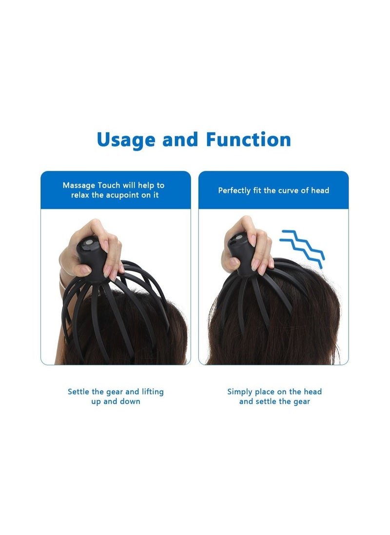 Generic Electric Octopus Claw Head Massager Scalp Therapeutic Head Scratcher Relief Stress Fatigue Vibration Bluetooth Hair Stimulation  - Image 5
