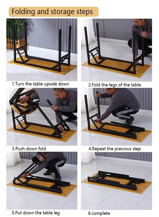 Yolu - Foldable Table for Home Office,  Study Writing Desk with Adjustable Height Legs - Image 1