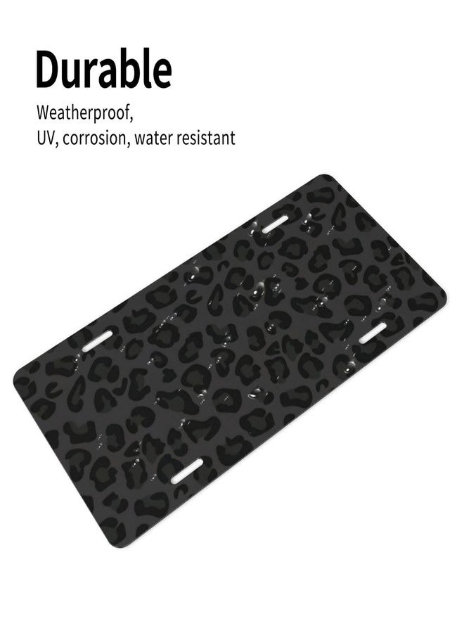 CTVSLFU Front License Plate Cover - Aluminum Metal Car Accessory, Rust-Proof Novelty Vanity Tag Decor for Men & Women, 6x12 with 4 Holes - 043 Black Leopard - Image 3