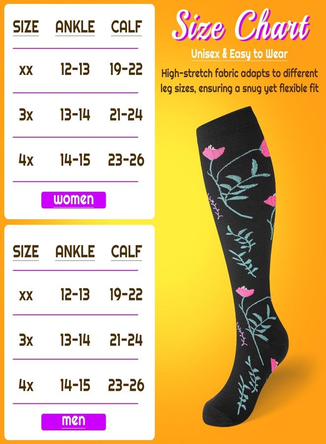 FOFLORA Plus Size Compression Socks for Women & Men 3 Pairs, Wide Calf Extra Large 20-30 mmHg Knee High Support Socks for Travel, Running, Nurse - Image 3