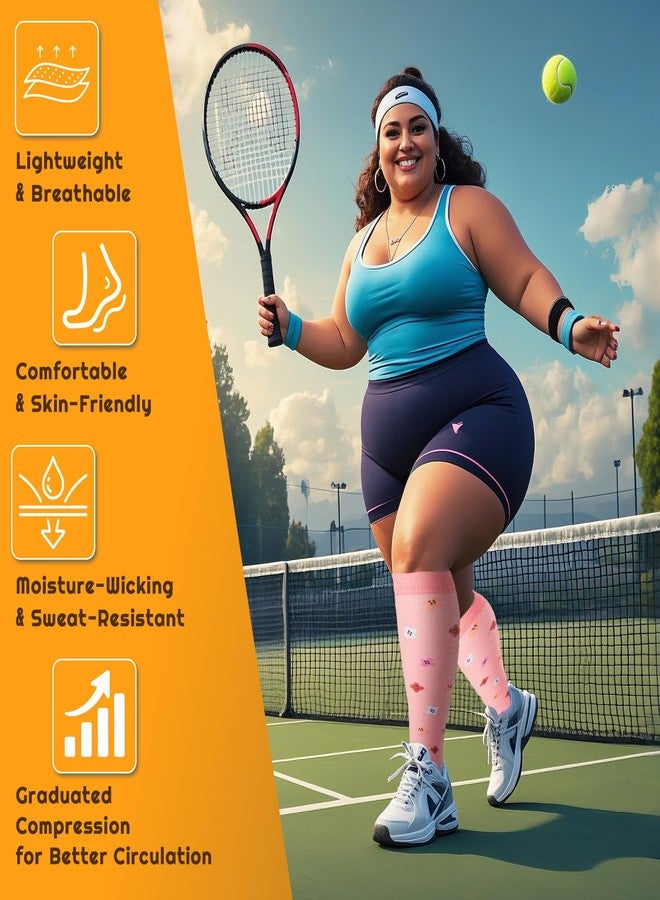 FOFLORA Plus Size Compression Socks for Women & Men 3 Pairs, Wide Calf Extra Large 20-30 mmHg Knee High Support Socks for Travel, Running, Nurse - Image 5