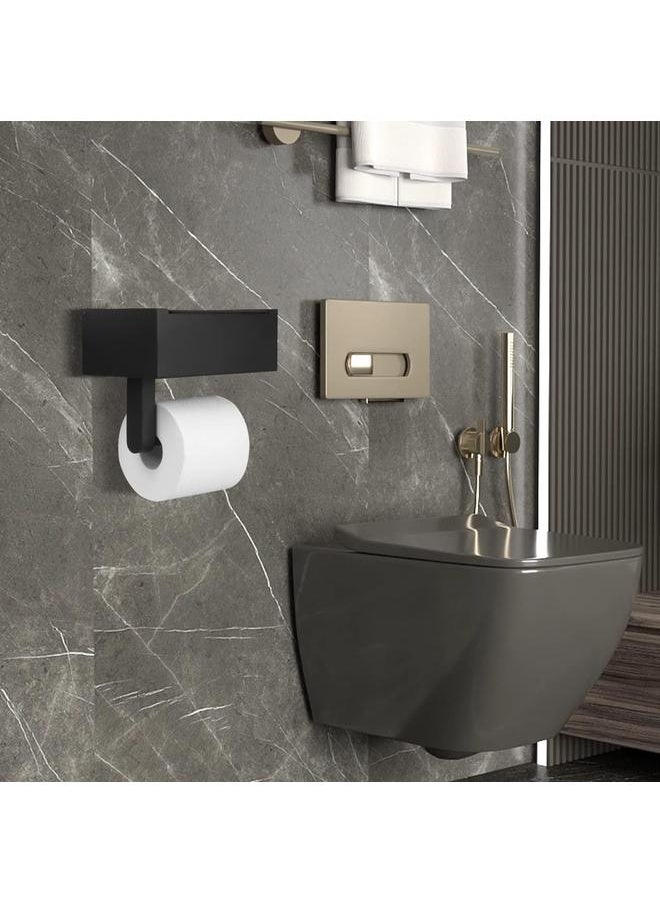 yongsheng - Toilet Paper Holder with Shelf,Wall Mount Wipes Dispenser & Storage for Bathroom,Keep Wet Wipes Hidden,Stainless Steel Bathroom Organizer Black - Image 1