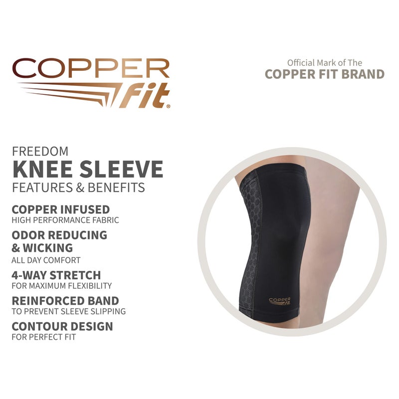 Copper Fit unisex adult Freedom Knee Compression Sleeve Hosiery, Black, Medium US - Image 2