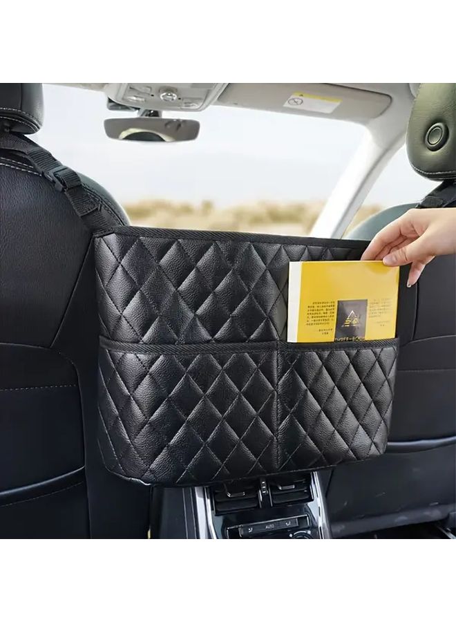 Double Pocket Car Seat Back Organizer Large Capacity Hanging Storage Box With Tablet Holder - Image 1