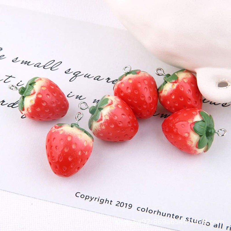 comfrt Strawberry Charms Fruit Pendants Enamel Pendant Charms Hanging Ornament DIY Earrings Material for Jewelry Necklace Bracelet Making 10pcs - Image 2