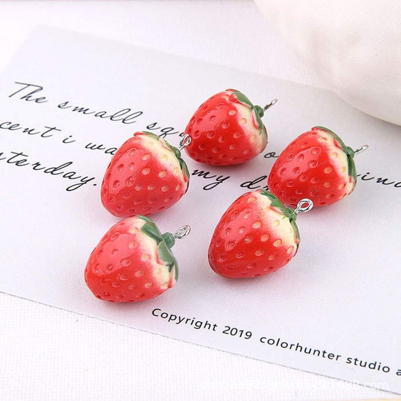 comfrt Strawberry Charms Fruit Pendants Enamel Pendant Charms Hanging Ornament DIY Earrings Material for Jewelry Necklace Bracelet Making 10pcs - Image 4