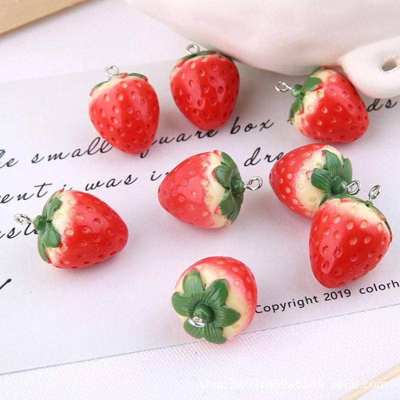 comfrt Strawberry Charms Fruit Pendants Enamel Pendant Charms Hanging Ornament DIY Earrings Material for Jewelry Necklace Bracelet Making 10pcs - Image 5