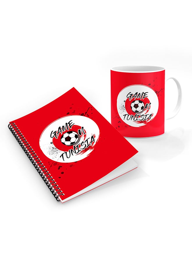 Stylizedd Designer Printed Coffee Mug + A5 Spiral Notebook Memo Notepad Journal Personalised Combo Gift Set Game on Tunisia