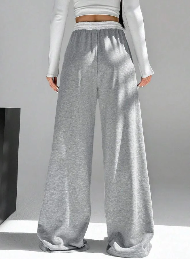 تايك تو Take Two Women Grey Contrast Waistband Oversized Joggers