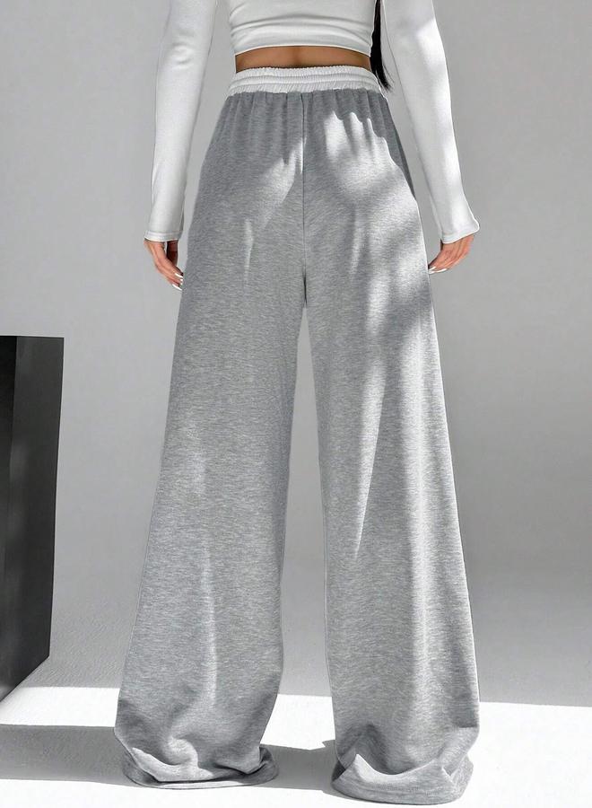 Take Two Women Grey Contrast Waistband Oversized Joggers - Image 2