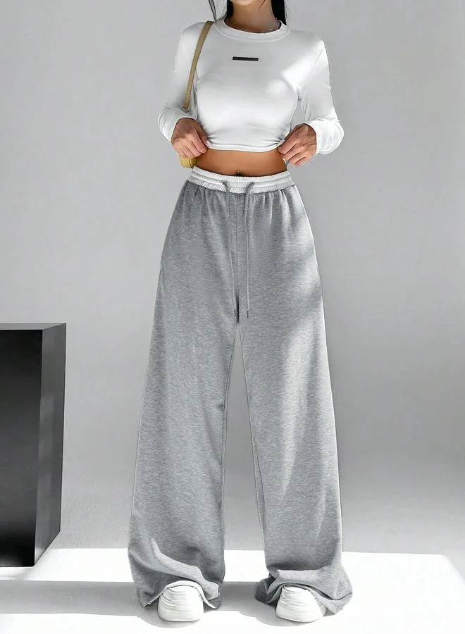 Take Two Take Two Women Grey Contrast Waistband Oversized Joggers