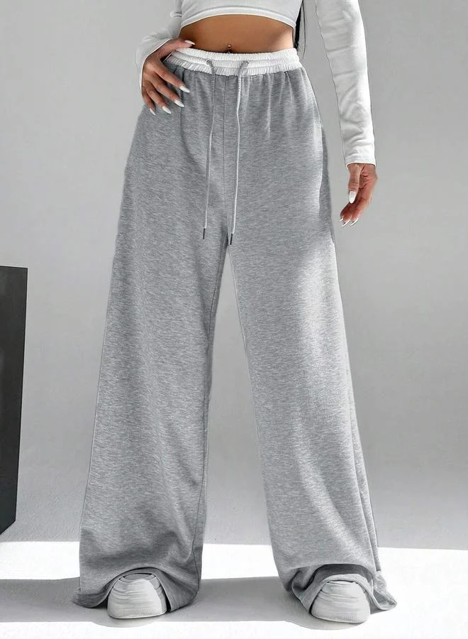 Take Two Take Two Women Grey Contrast Waistband Oversized Joggers