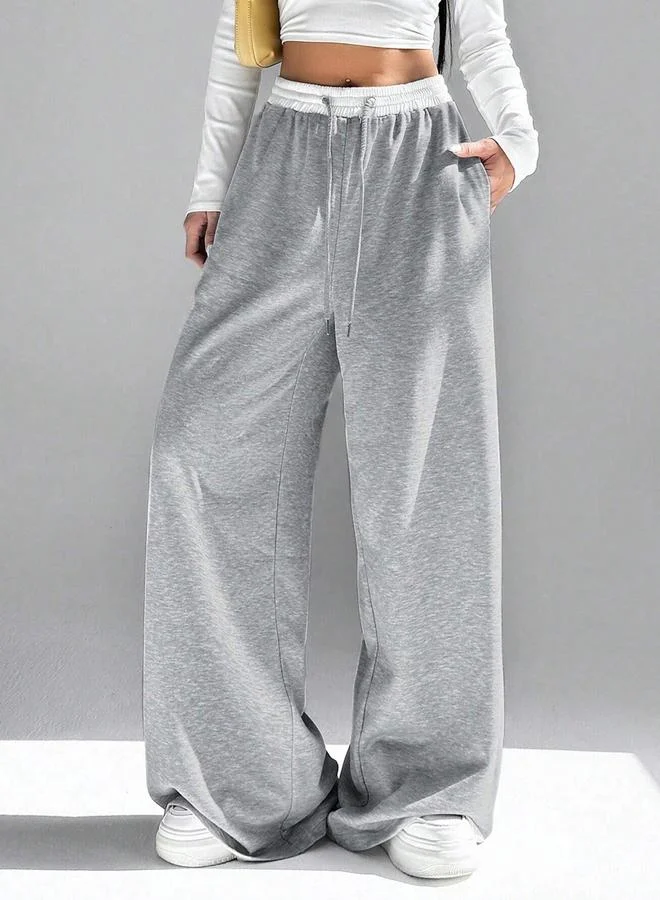 تايك تو Take Two Women Grey Contrast Waistband Oversized Joggers