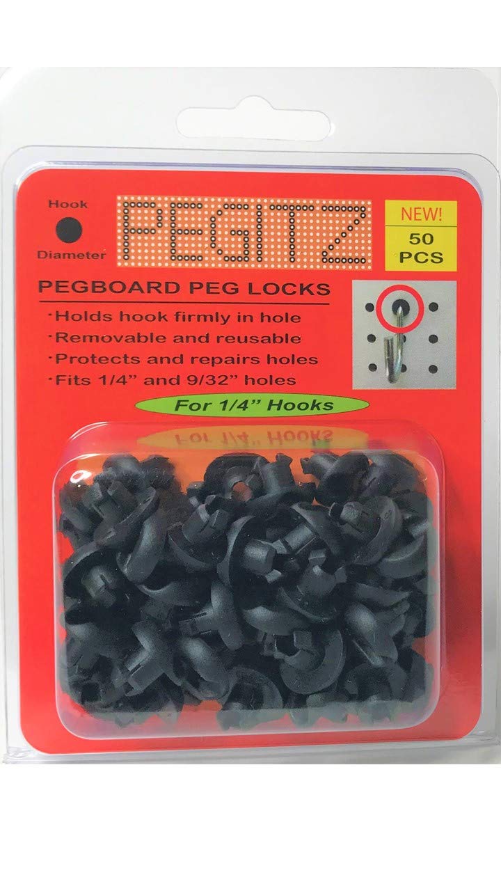 Pegitz Pegboard Peg Locks 50PCS (1/4 inch, Black) - Image 1