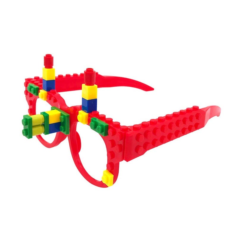 Fowecelt 12 Pcs Building Blocks Glasses Toys, Carnival Creative Eyeglasses Game Toy Supplies DIY Creative Pixel Building Block Bricks Party Favours Kids Funny Gifts Children Birthday, with Some Extra Blocks - Image 2