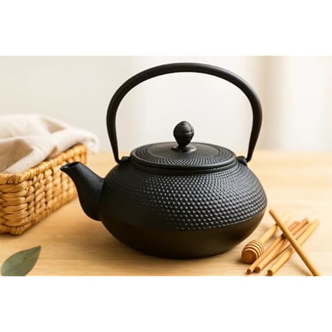 ريحني إبريق شاي هيت من الحديد الزهر سعة 8 لتر، أسود - Image 2