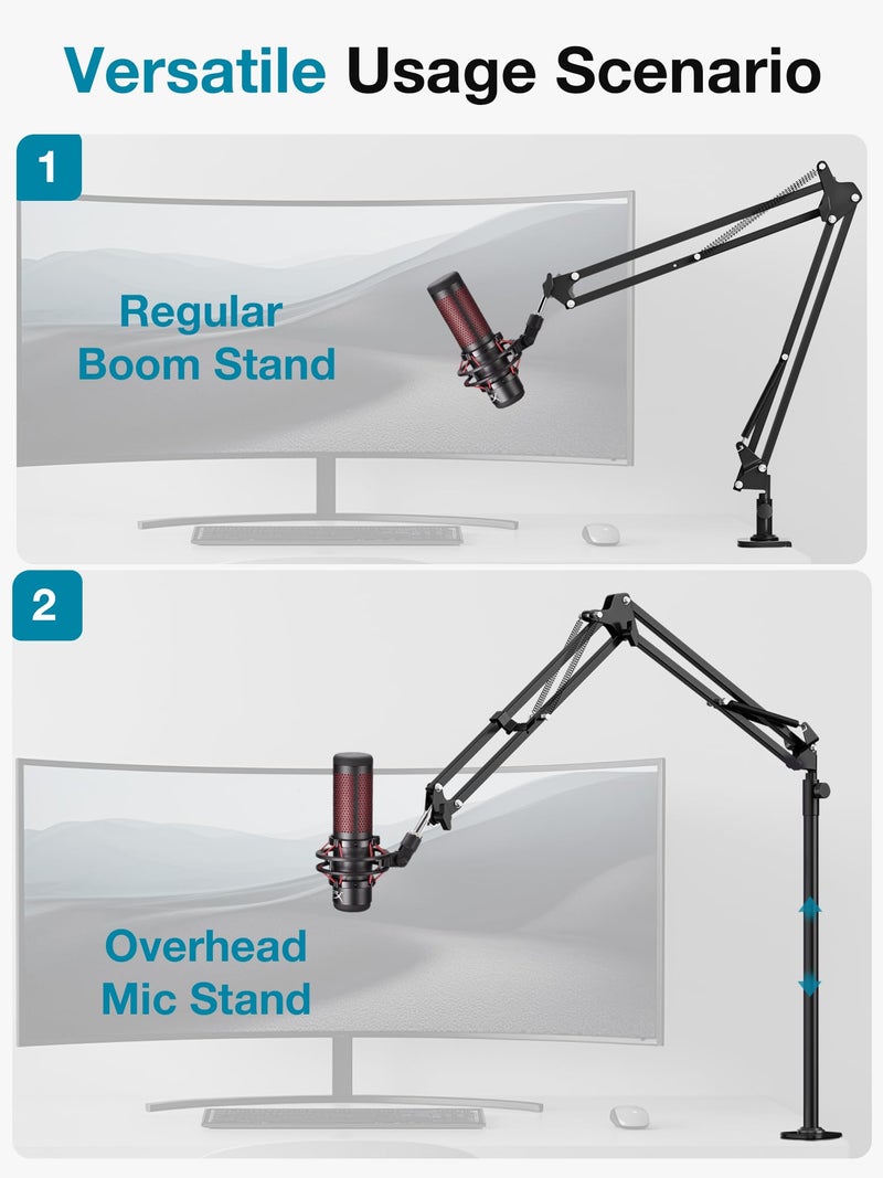 InnoGear Desk Mic Stand, 360Â° Rotatable Overhead Mic Boom Arm Microphone Stands High Riser for Blue Yeti Snowball HyperX QuadCast SoloCast Fifine Shure SM7B and Other Mics - Image 3