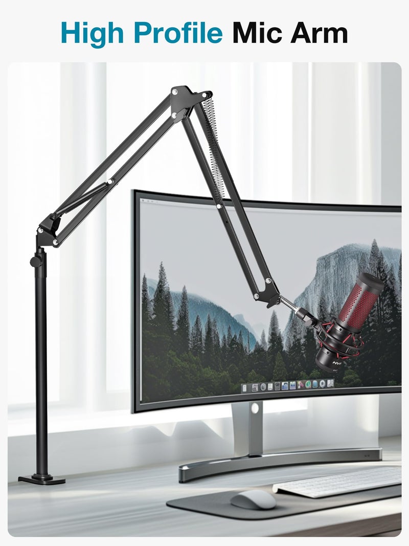 InnoGear Desk Mic Stand, 360Â° Rotatable Overhead Mic Boom Arm Microphone Stands High Riser for Blue Yeti Snowball HyperX QuadCast SoloCast Fifine Shure SM7B and Other Mics - Image 2