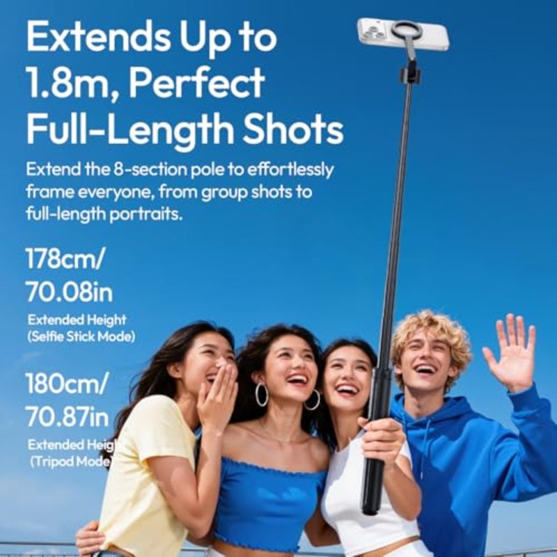 SK21 Magnetic Phone Tripod, Auto Open Close Selfie Stick - Image 5