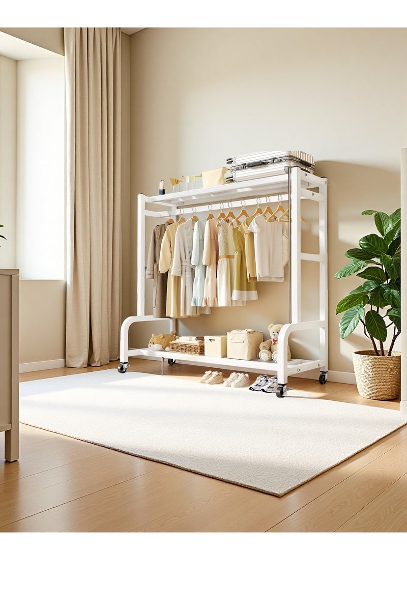 Clothes Rack Garment Hanging Rack Metal Clothes Hanger Organizer with Wheels Clothes Hanging Shelving Heavy-duty Clothes Rack Freestanding Clothes Rail for Living Room, Bedroom, Clothes Room（White） - Image 5