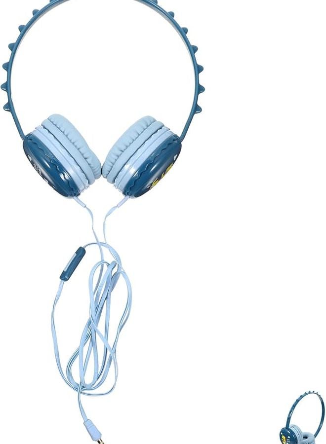 Dinosaur Cartoon Wired Headphones with Microphone Lightweight Green for School and Gaming - Image 1