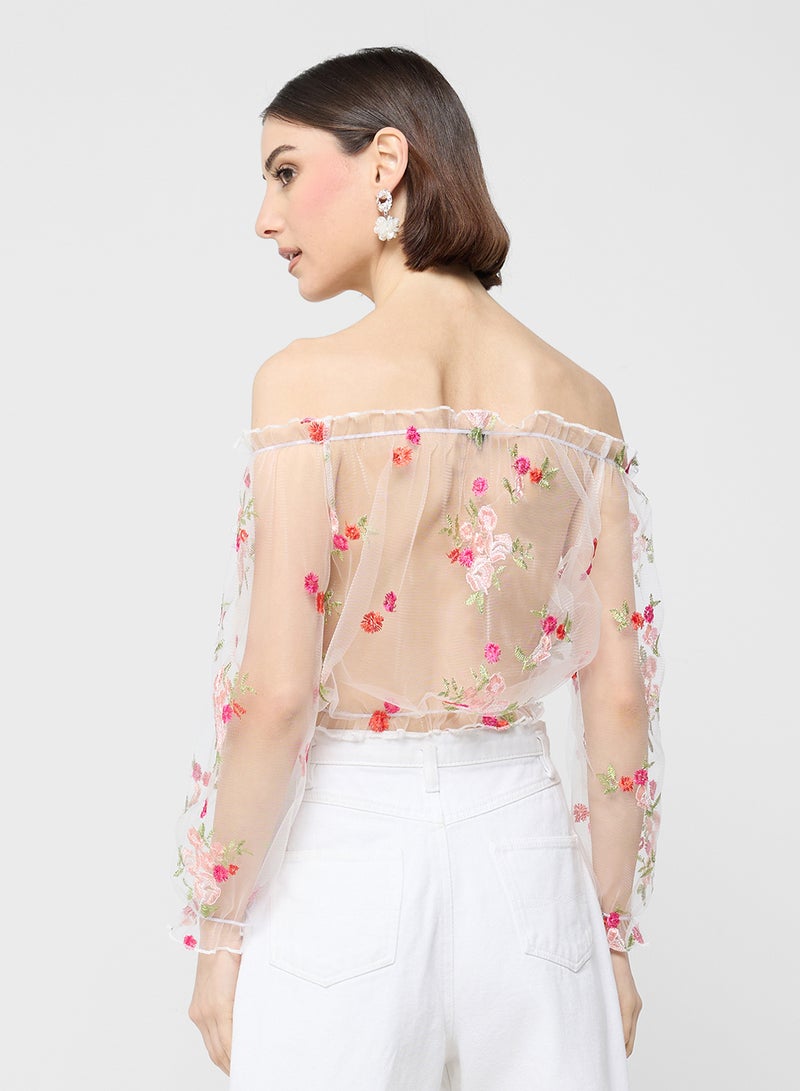 ELLA Off Shoulder Sheer Top - Image 2