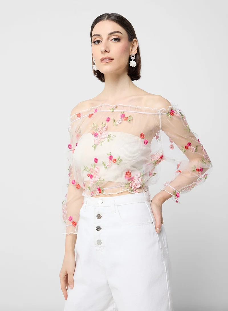 Ella  Off Shoulder Sheer Top for Women | Best Price UAE