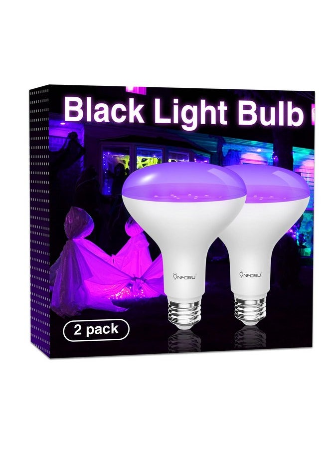 Onforu Onforu 2 Pack 120W Equiv LED Black Light Bulb, BR30 E26 Blacklight Bulbs for Glow in The Dark, 385-400nm, 15W Black Light Flood Light for Halloween Christmas Party, Body Paint, Fluorescent Poster  - Image 1