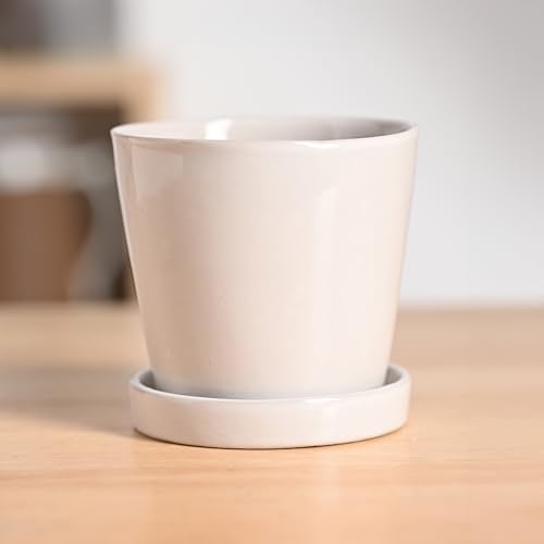 UGAOO Table Top Ceramic Pot |Indoor Ceramic Planter for Home, Office, Garden, Balcony - White (4 Inch) - Image 1