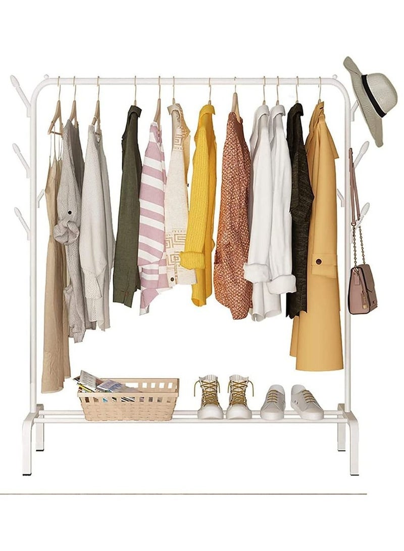 DubaiGallery Clothes Rack Metal Garment Racks Heavy Duty Indoor Bedroom Cool Clothing Hanger with Top Rod and Lower Storage Shelf high Storage Rack  - Image 1