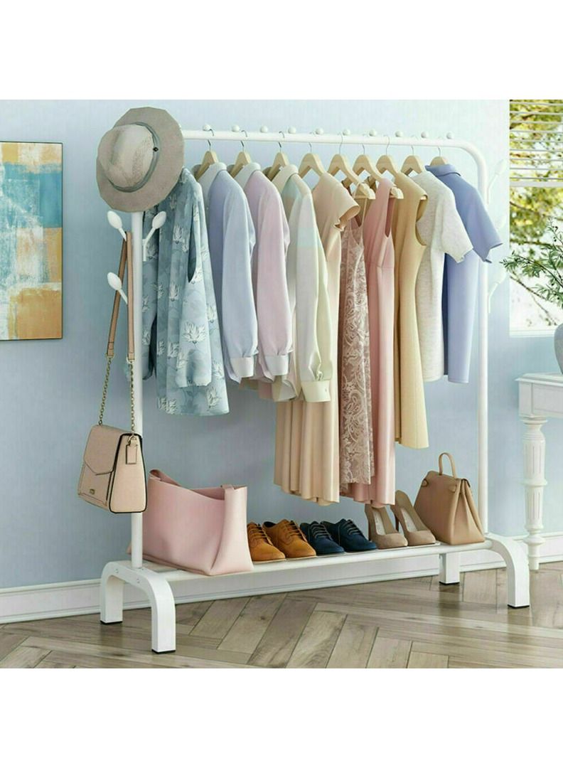 DubaiGallery Clothes Rack Metal Garment Racks Heavy Duty Indoor Bedroom Cool Clothing Hanger with Top Rod and Lower Storage Shelf high Storage Rack  - Image 2